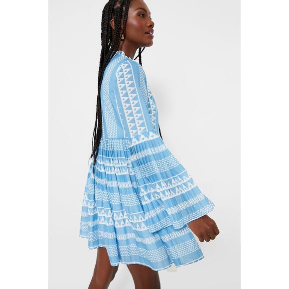 TUCKERNUCK Hyacinth House Blue & White Bell Sleeved Blaine Mini Dress NWT XXL - Picture 4 of 10